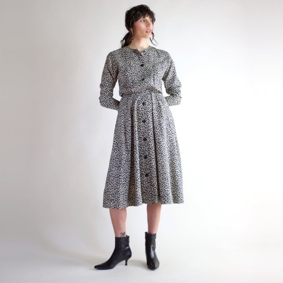 Leopard Silk Vintage 90s Print Midi Dress - Picture 7 of 8